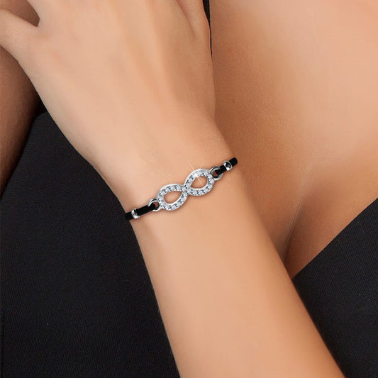 Bracelet Infini Noir avec Cristaux Scintillants