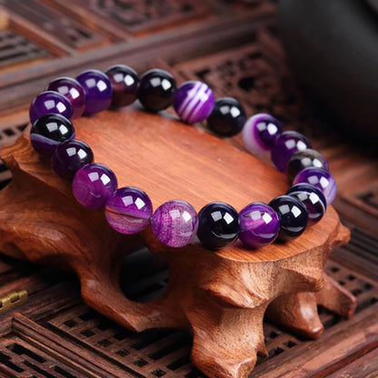 Bracelet "Spiritualité" en Agates Violette – Apaisement et Élégance