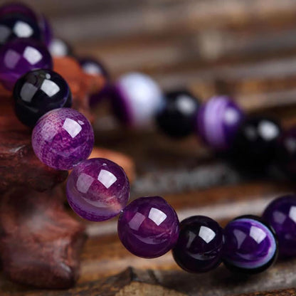 Bracelet "Spiritualité" en Agates Violette – Apaisement et Élégance