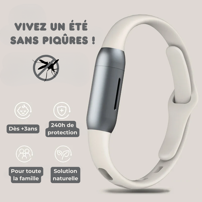 Bracelet Anti-Moustiques Réutilisable - 240h de Protection Naturelle