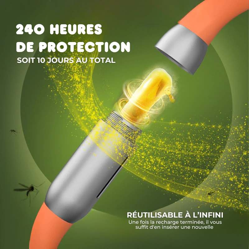 Bracelet Anti-Moustiques Réutilisable - 240h de Protection Naturelle