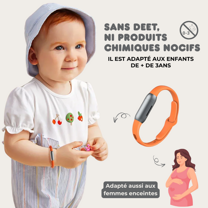 Bracelet Anti-Moustiques Réutilisable - 240h de Protection Naturelle