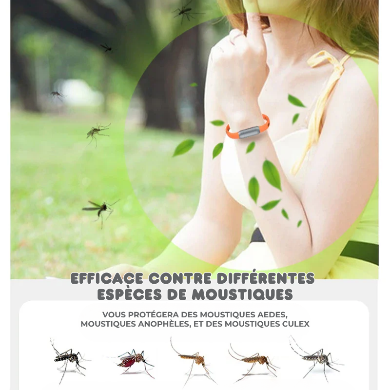 Bracelet Anti-Moustiques Réutilisable - 240h de Protection Naturelle