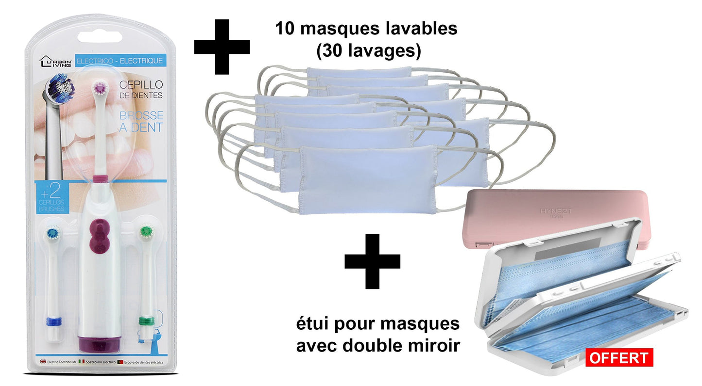 Pack Hygiène et Style : Brosse à Dents Électrique + Masques Lavables + Étui