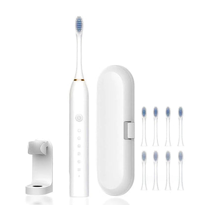 Brosse à dents électrique innovante avec 8 têtes interchangeables et socle de maintien