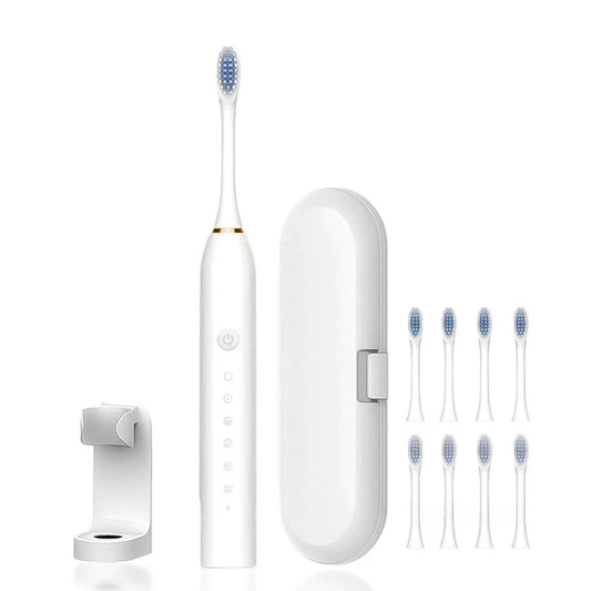 Brosse à dents électrique innovante avec 8 têtes interchangeables et socle de maintien