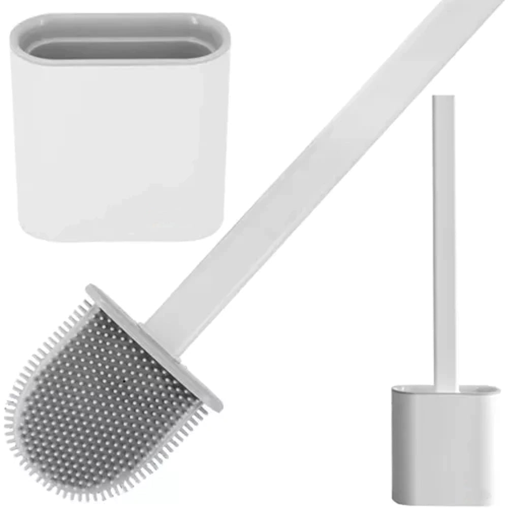 Brosse en silicone pour toilette avec socle design et pratique