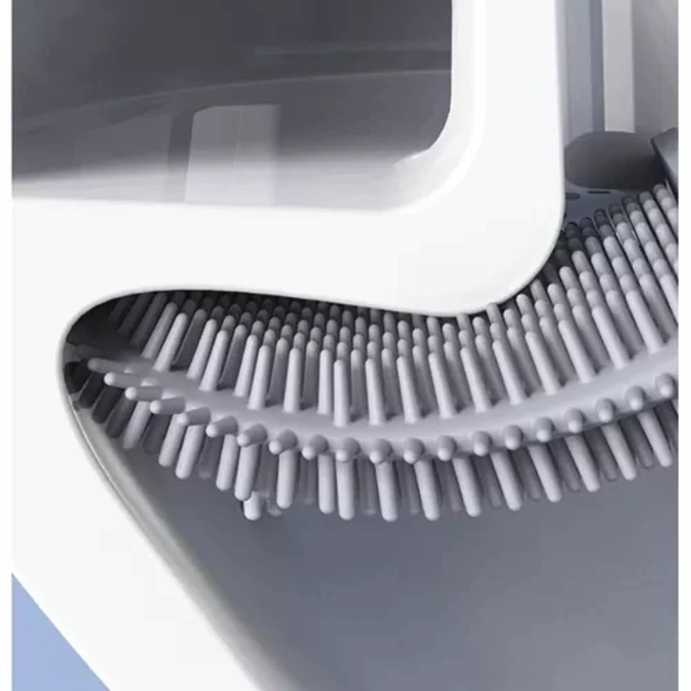 Brosse en silicone pour toilette avec socle design et pratique