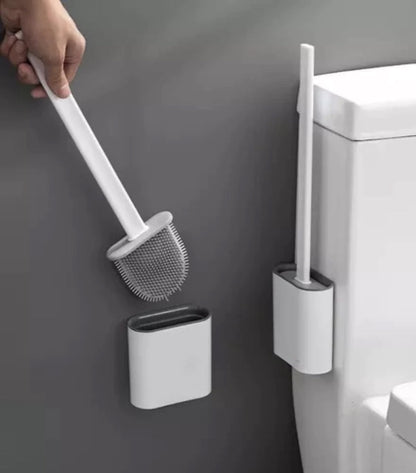 Brosse en silicone pour toilette avec socle design et pratique