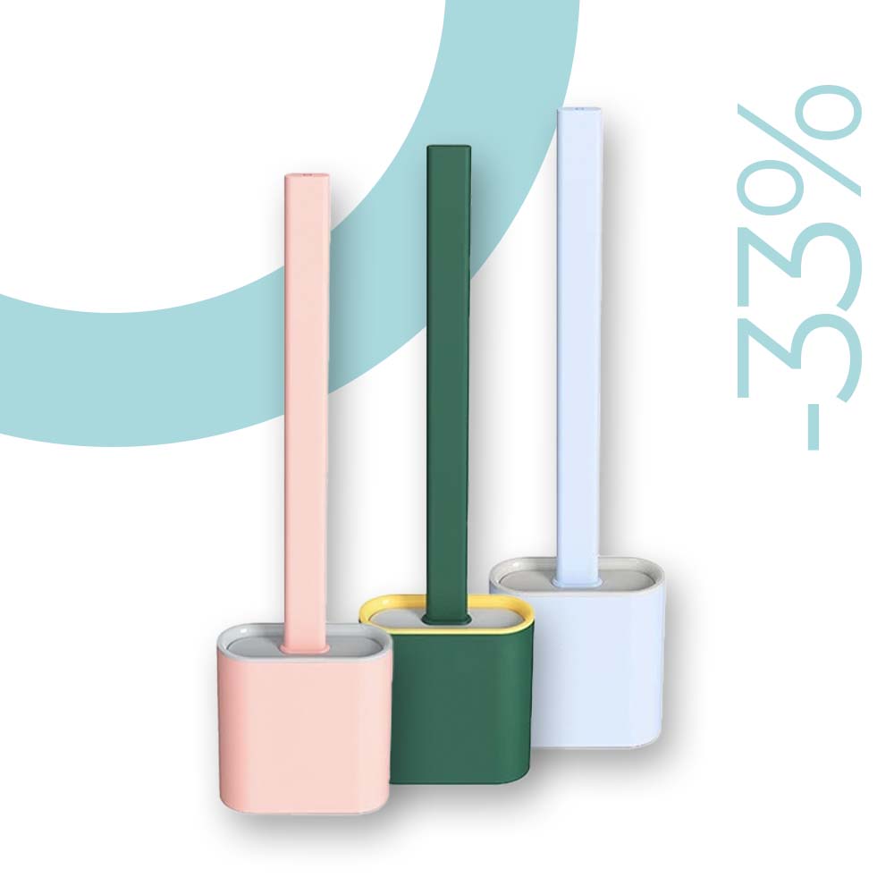 Brosse WC en silicone souple avec poignée en inox élégante
