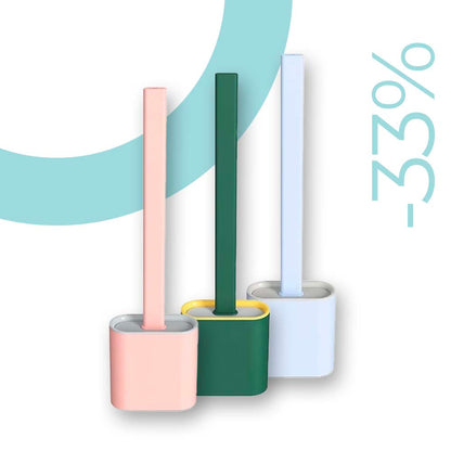 Brosse WC en silicone souple avec poignée en inox élégante