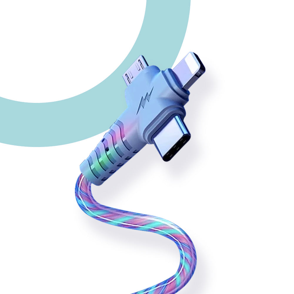 Câble de Recharge Lumineux 3 en 1 avec Charge Rapide