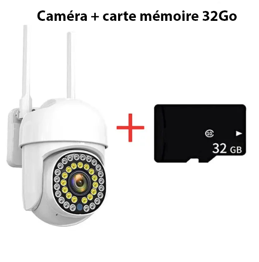 Caméra de surveillance étanche 360° avec carte mémoire 32 Go incluse