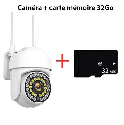 Caméra de surveillance étanche 360° avec carte mémoire 32 Go incluse