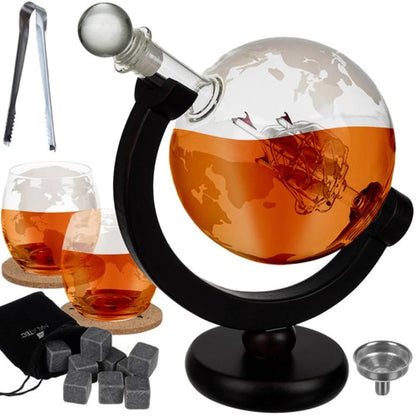 Ensemble Carafe Globe avec 2 Verres à Whisky et Accessoires élégants