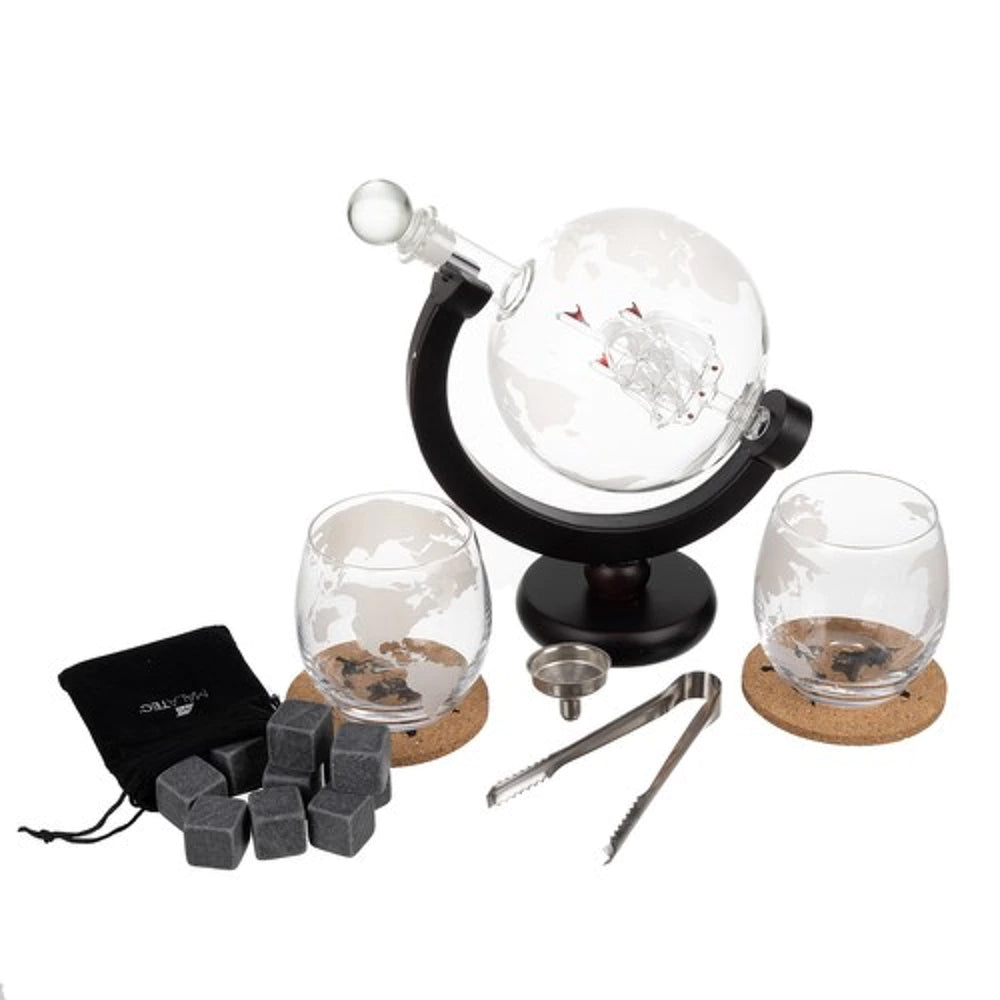Ensemble Carafe Globe avec 2 Verres à Whisky et Accessoires élégants
