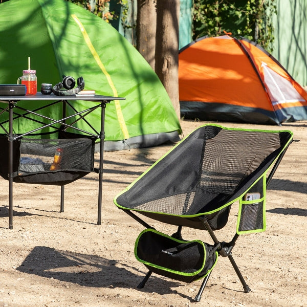 Chaise de camping pliante avec poche latérale pratique