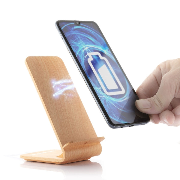 Chargeur sans fil design bois élégant avec double orientation