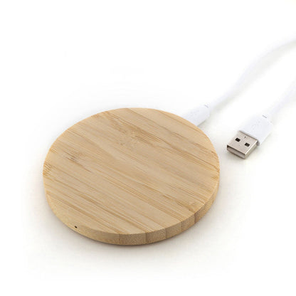Chargeur sans fil en bambou éco-responsable avec indicateur LED