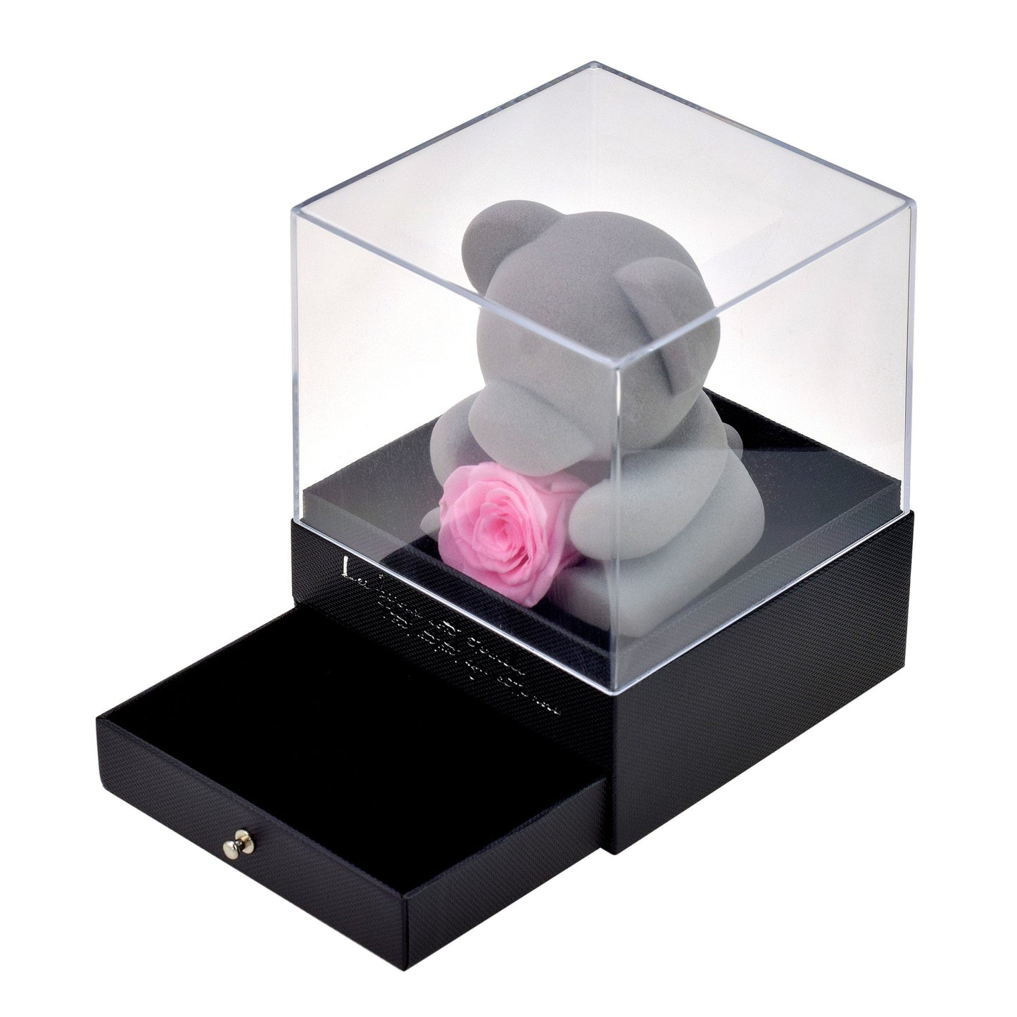 Coffret à bijoux ourson avec rose éternelle – Un cadeau d'amour inoubliable