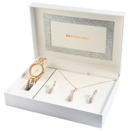 Coffret Excellanc : Montre, collier et boucles d'oreilles élégants pour toutes occasions
