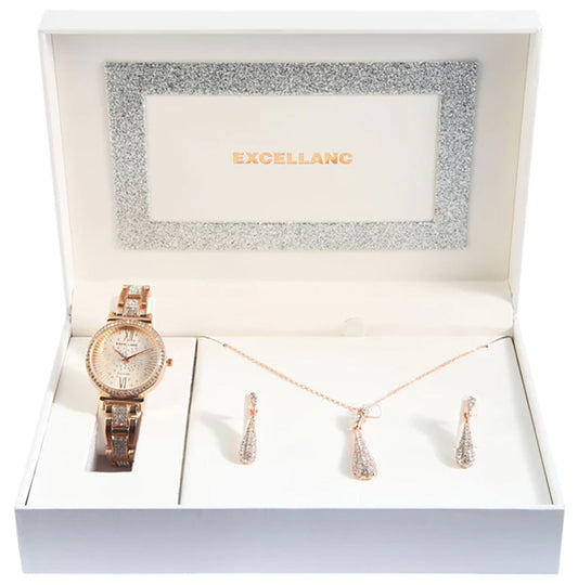 Coffret Excellanc : Montre, collier et boucles d'oreilles élégants pour toutes occasions