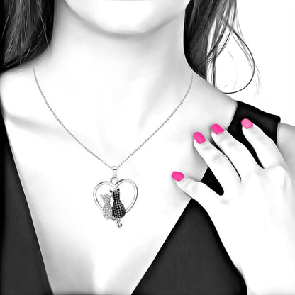 Collier Élégant en Cristaux de Bohème - Silhouette de Chats