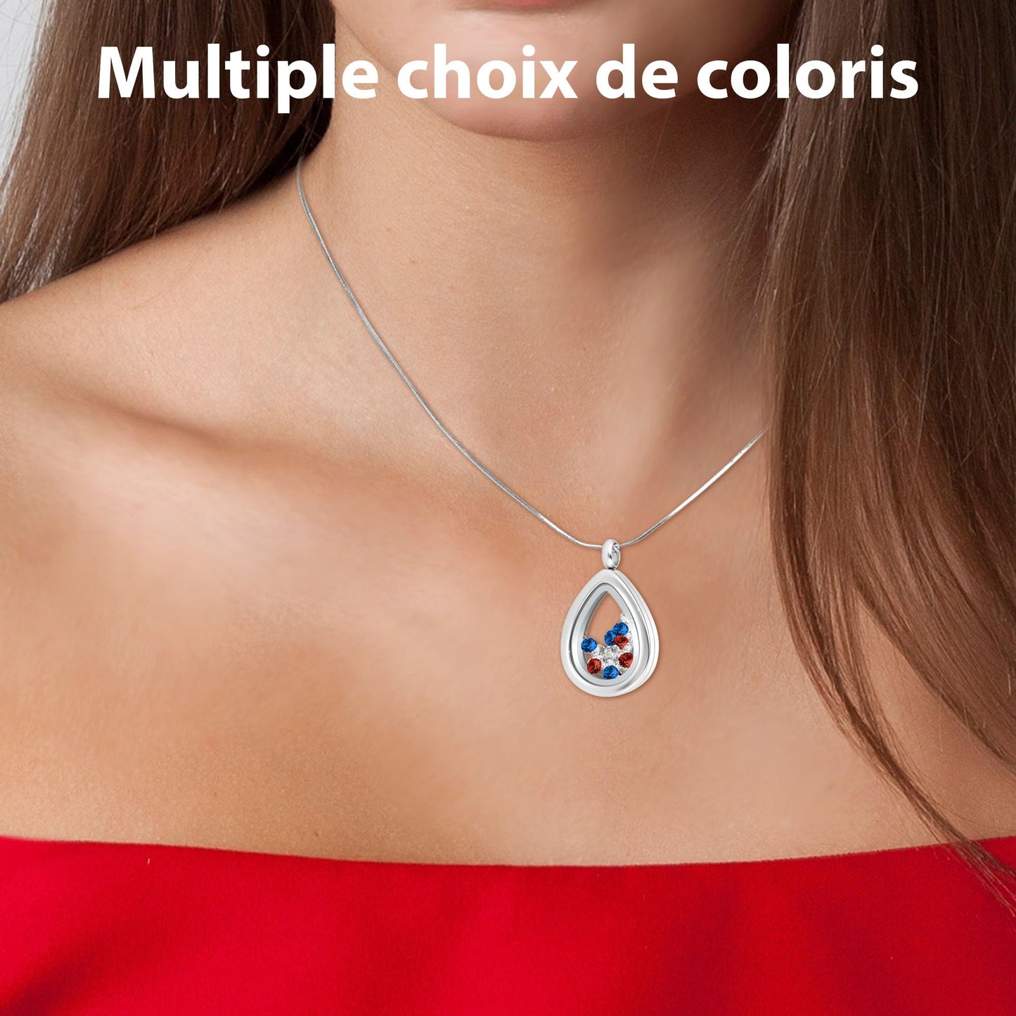 Collier goutte d'eau en acier inoxydable avec cristaux Swarovski scintillants