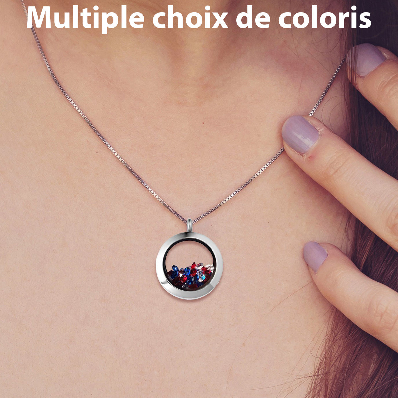 Collier en acier inoxydable avec cristaux Swarovski scintillants
