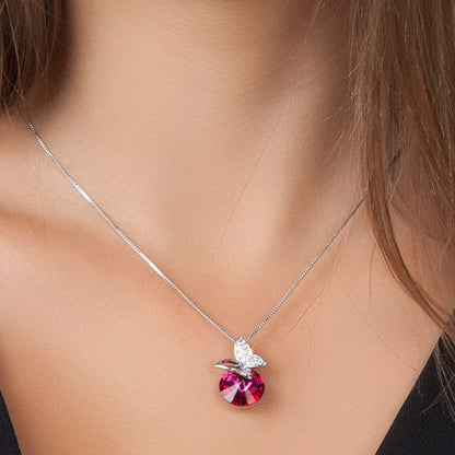 Collier Papillon Élégant en Cristaux de Bohème avec Rallonge Ajustable