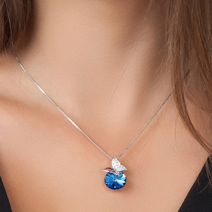 Collier Papillon Élégant en Cristaux de Bohème avec Rallonge Ajustable