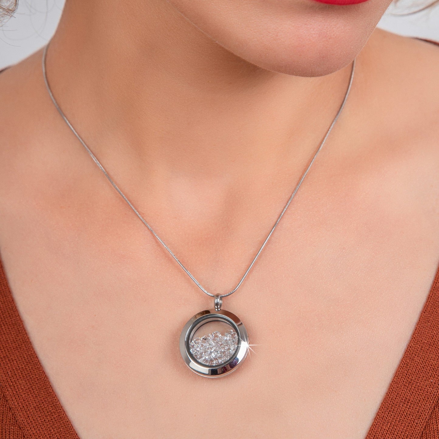 Collier en acier inoxydable avec cristaux Swarovski scintillants