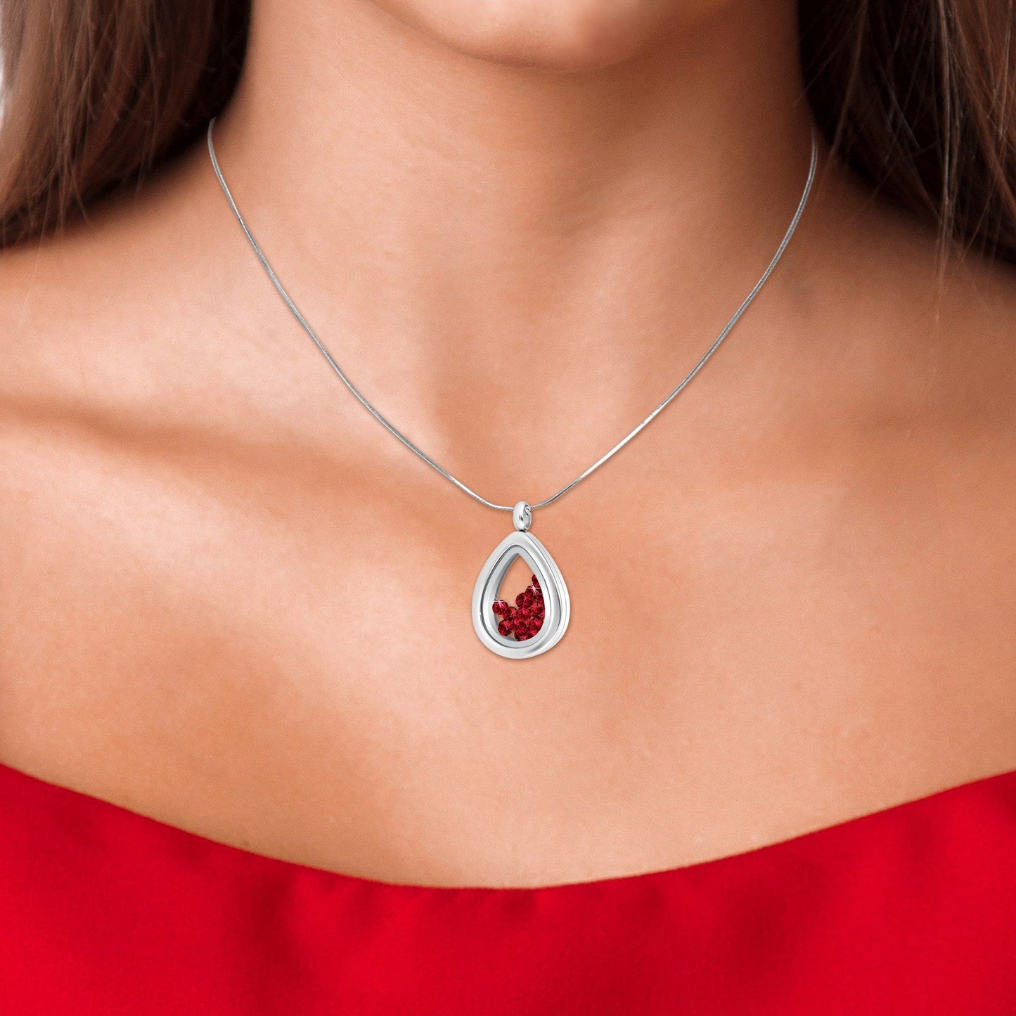 Collier goutte d'eau en acier inoxydable avec cristaux Swarovski scintillants