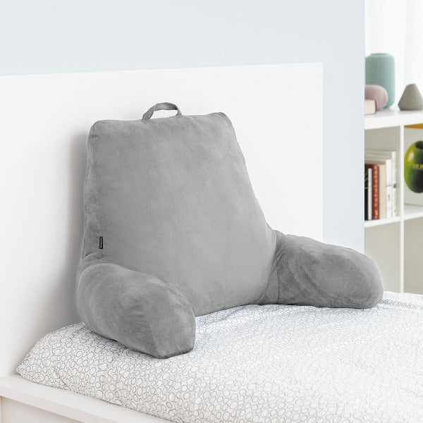 Coussin de lecture ergonomique gris avec accoudoirs