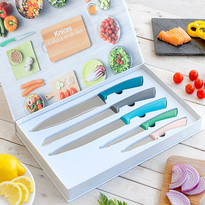 Ensemble de Couteaux de Cuisine Premium en Acier Inoxydable - 5 Pièces Élégantes
