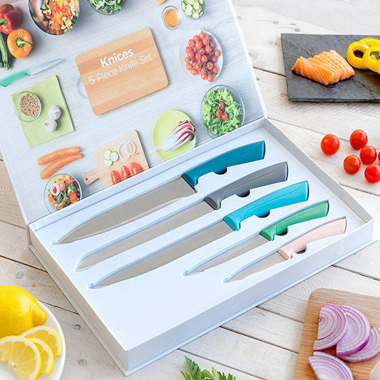 Ensemble de Couteaux de Cuisine Premium en Acier Inoxydable - 5 Pièces Élégantes