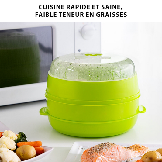 Cuiseur-vapeur double pour micro-ondes en PP sans BPA