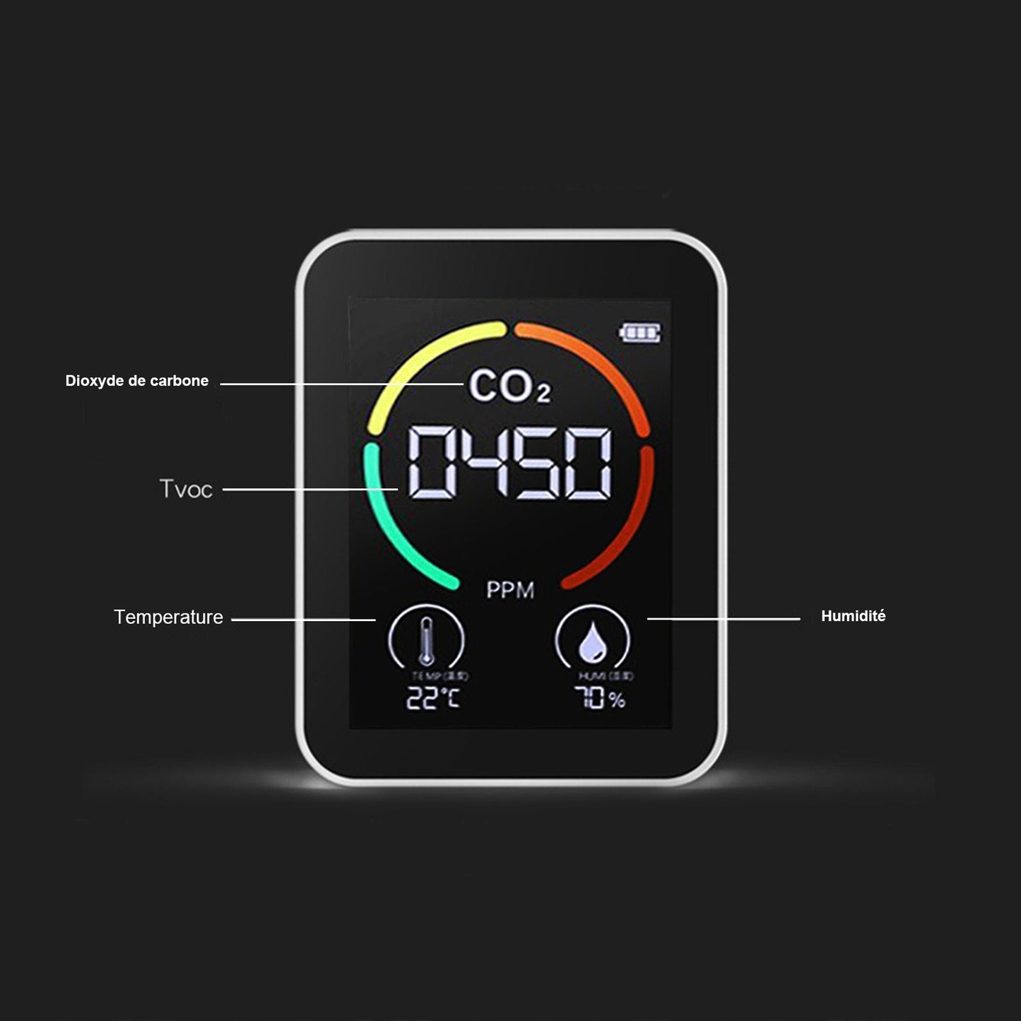 Moniteur de qualité d'air compact : CO2, humidité et température pour un environnement sain