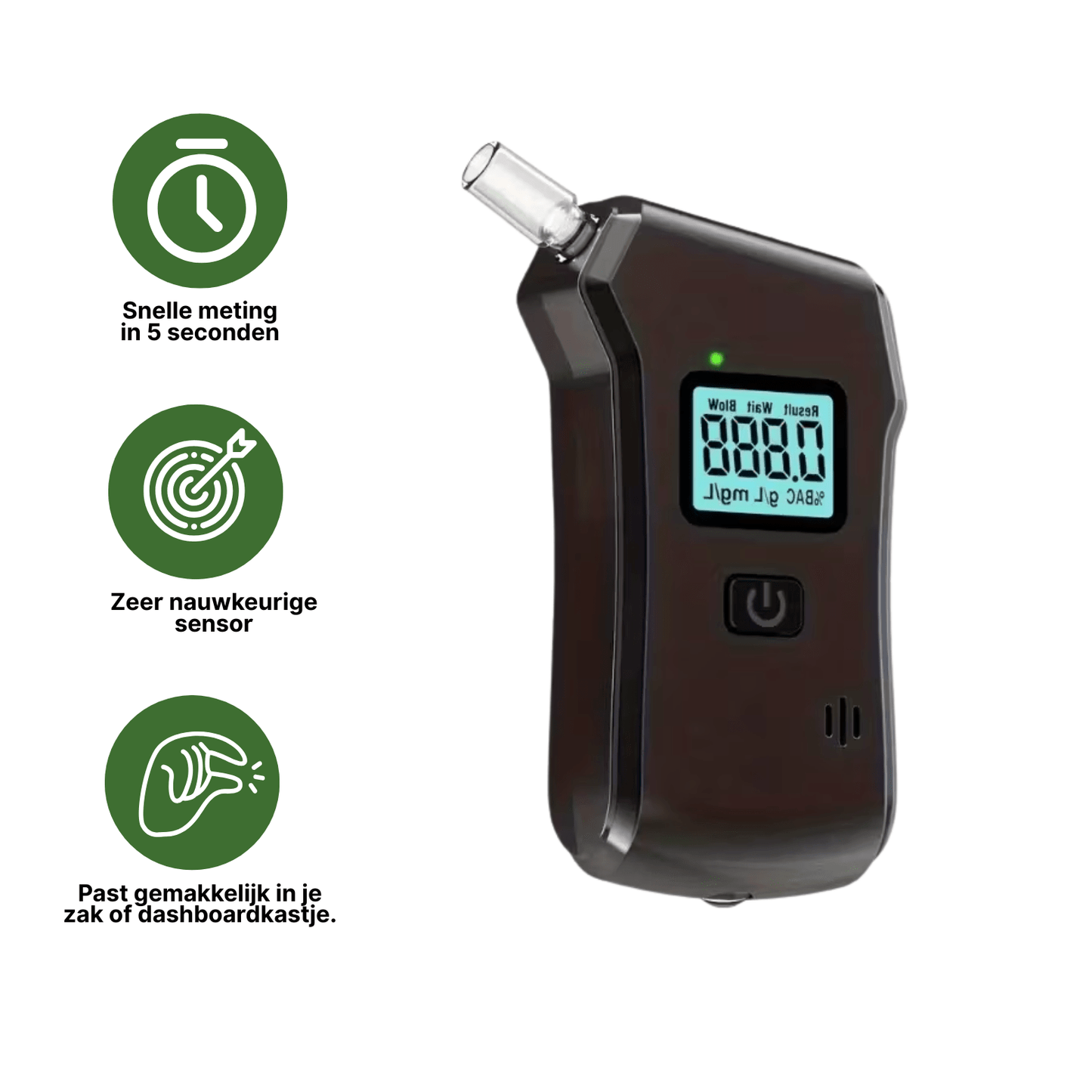 DriveSafe™ – Alcooltester numérique professionnel avec écran LCD et embouts interchangeables