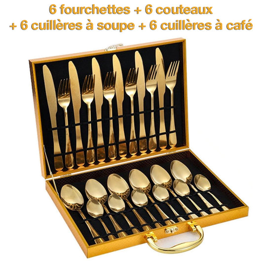 Ensemble de couverts dorés 24 pièces – Élégance pour chaque occasion