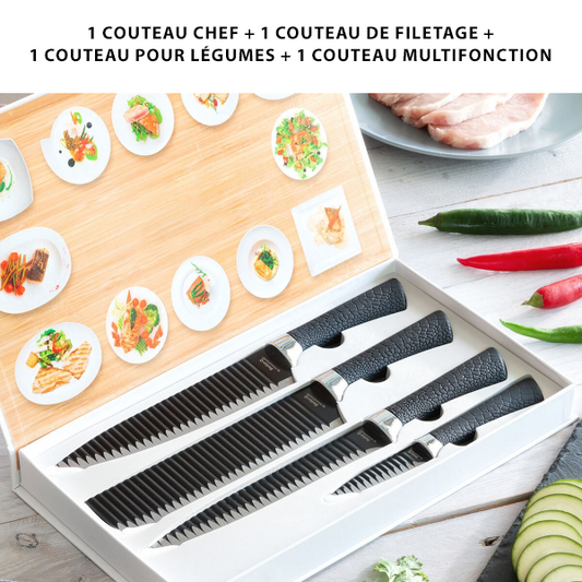 Ensemble de 4 couteaux de cuisine en acier inoxydable – Élégance et performance