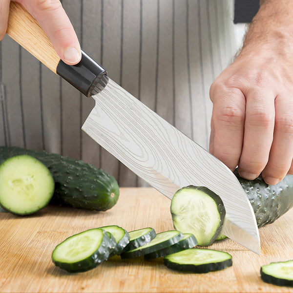 Lot de 3 couteaux japonais en acier damassé avec étui professionnel