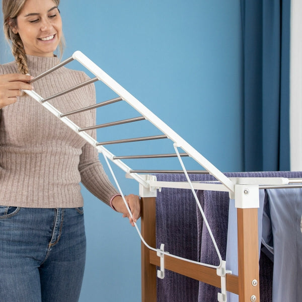 Étendoir pliant vertical à roulettes avec 38 barres - Pratique et élégant!