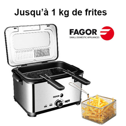 Friteuse Fagor 2000W avec 3 Paniers et 4L de Capacité