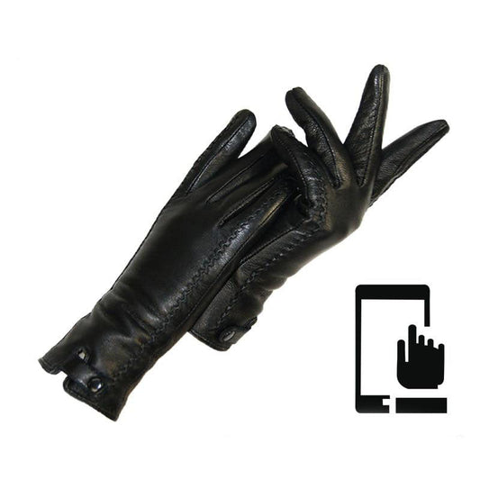 Gants en cuir tactiles élégants pour femme - Confort et chaleur en hiver