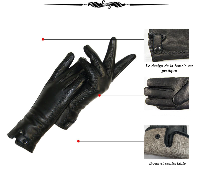 Gants en cuir tactiles élégants pour femme - Confort et chaleur en hiver