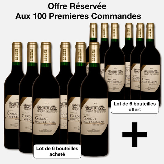 Lot de 6 bouteilles Château Gardut Haut Cluzeau 2021 + 6 offertes