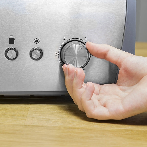 Grille-pain en acier inoxydable 800W avec plateau ramasse-miettes amovible