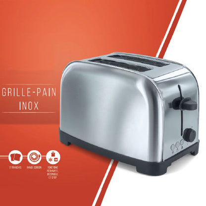 Grille-pain inox 850W : Performance et élégance au petit-déjeuner!