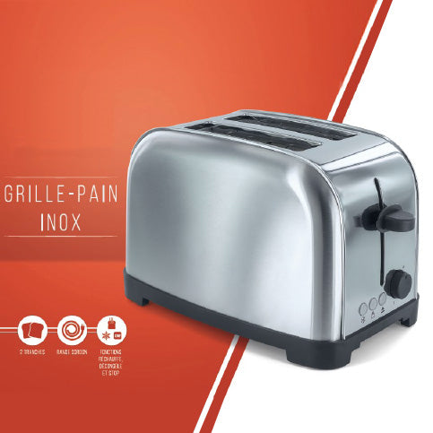 Grille-pain inox 850W : Performance et élégance au petit-déjeuner!